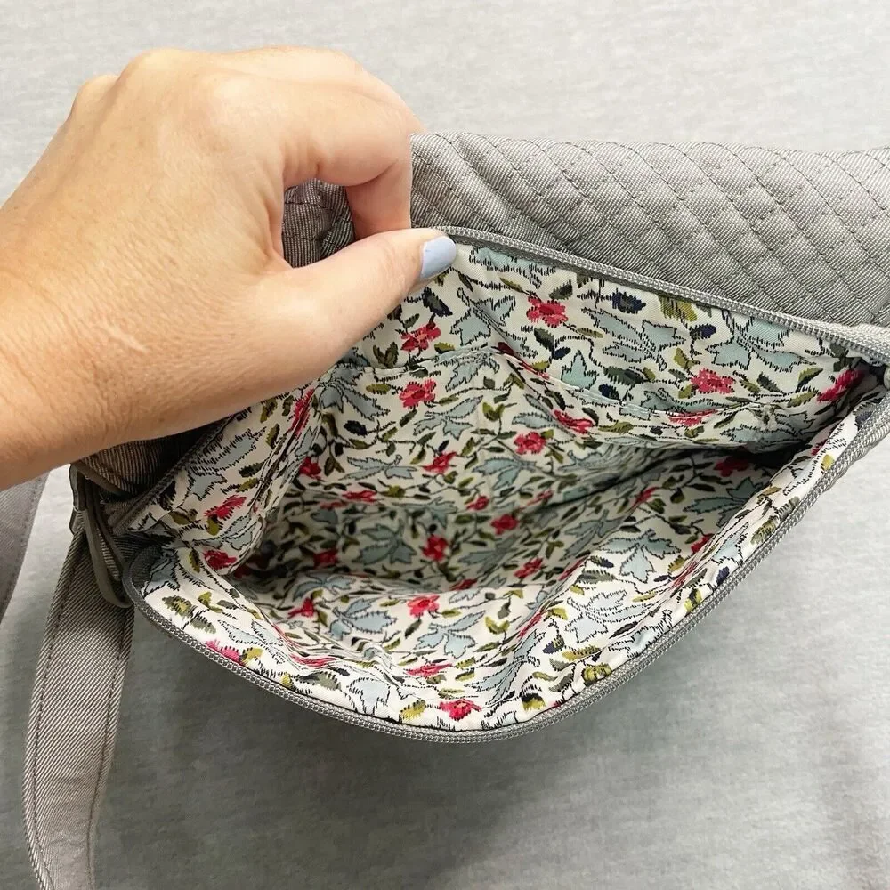 Vera Bradley Iconic‎ Turnabout Quilted Reversible Crossbody Bag Denim Gray Solid